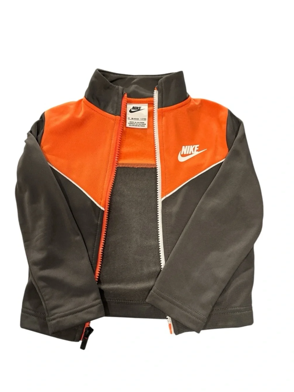 Nike Toddler Boy 2T Jacket Orange and Gray Track Zip - Picture 1 of 4